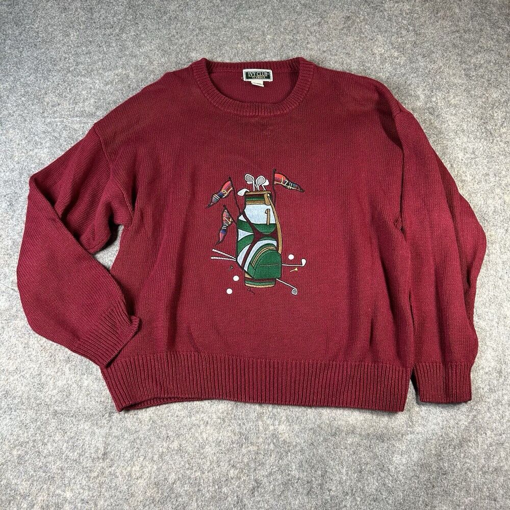 Ivy Club Classics Sweater Mens XL Crew Neck Embroidered Golf Grandpa Y2K Preppy